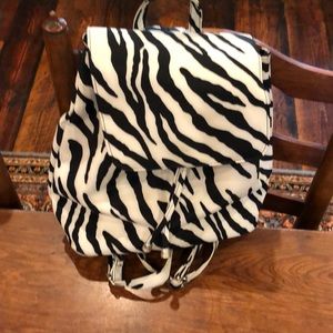 Zebra striped backpack purse